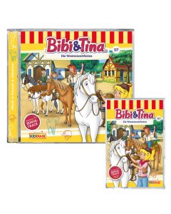 Abbildung der Hörspiel-CD und der Hörspiel-Kassette Bibi & Tina Folge 117 Die Westernreitferien