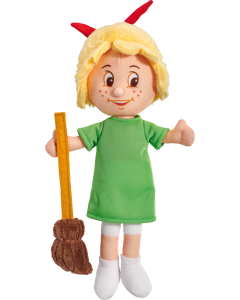 Abbildung der Plüschfigur Bibi Blocksberg mit Kartoffelbrei in der Größe 17 cm