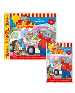 Abbildungen der Hörspiel-CD und der Hörspiel-Kassette Benjamin Blümchen Folge 164 als Eisverkäufer