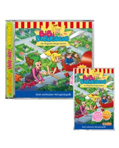 Abbildung der Hörspiel-CD und der Hörspiel-Kassette Bibi Blocksberg Folge 158 Der fliegende Bürgermeister 