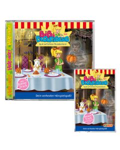 Abbildung der Hörspiel-CD und der Hörspiel-Kassette Bibi Blocksberg Folge 160 Spuk auf Schloss Thunderstorm