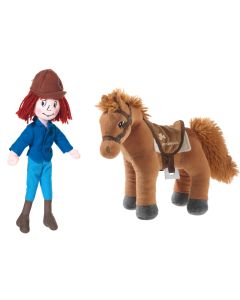 Abbildung vom Set der Marke Bibi & Tina mit Puppe Tina Martin und Plüschpferd Amadeus
