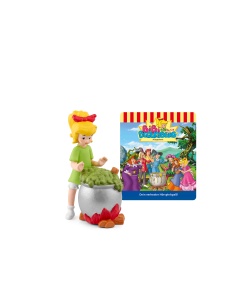 Abbildung der Tonie-Hörspielfigur Bibi Blocksberg ausgehext und Cover