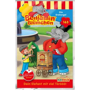 Abbildung der Hörspiel-Kassette Benjamin Blümchen Folge 163 Die Drehorgel 
