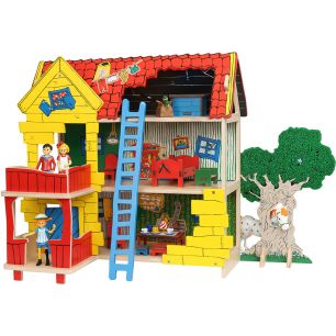 Pippi Langstrumpf: Spiele-Set Villa Kunterbunt Puppenhaus aus Holz
